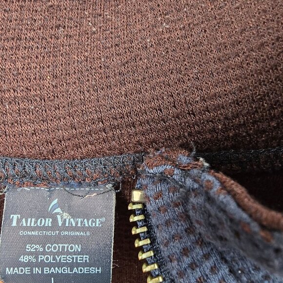 Tailor Vintage Mens Navy Blue 1/4 Zip Pullover Sweater Size M Cotton Blend - Picture 3 of 5